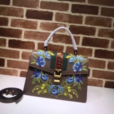 AAA+ Gucci Replica 431665 Leather Sylvie Medium Top Handle Bag