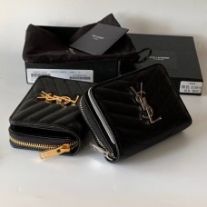 AAA+ Saint Laurent monogram compact zip around wallet black