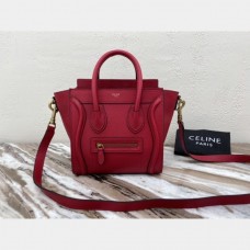 Celine Replica Red Luggage Nano Shopper 168243 Womens Leather