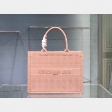 Dior High Quality CD Book Tote Pink Oblique Embroidery