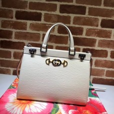 Fashion Gucci 564714 Smooth Leather Gucci Zumi Medium Top Handle Bag