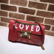 Gucci AAA+ Replica Osiride Leather Flap 477330 Bag With Crystals Red