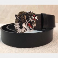 Gucci Replica Leather belt with tiger buckle black