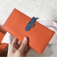 Hermes BiColor Epsom Bearn Wallet OrangeBlue Jean
