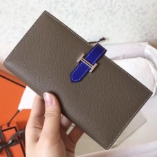 Hermes BiColor Epsom Bearn Wallet TaupeElectric Blue
