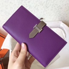 Hermes BiColor Epsom Bearn Wallet UltravioletTaupe
