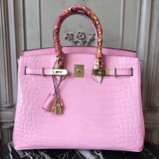 Hermes Birkin 30cm 35cm Bag In Pink Crocodile Leather