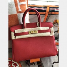 Hermes Birkin 35cm Epsom leather Handbags Red Golden