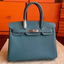 Hermes Blue Jean Epsom Birkin 30cm Handmade Bag