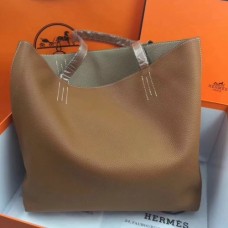 Hermes Double Sens 45cm Tote In BrownEtoupe Leather