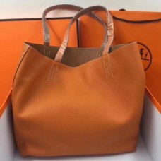 Hermes Double Sens 45cm Tote In OrangeBrown Leather