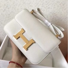 Hermes Epsom Constance 24cm White Handmade Bag