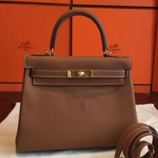 Hermes Gold Clemence Kelly Retourne 28cm Handmade Bag