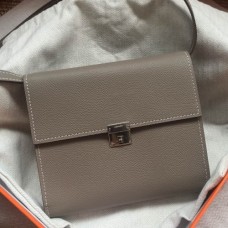 Hermes Grey Clic 16 Wallet With Strap