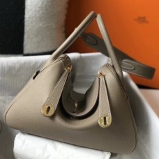 Hermes Gris Tourterelle Clemence Lindy 30cm Bag with GHW