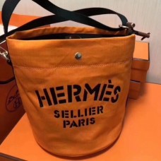 Hermes Grooming Bucket Bag In Orange Canvas