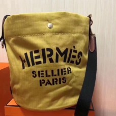 Hermes Grooming Bucket Bag In Yellow Canvas