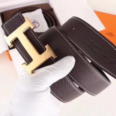 Hermes H Belt Buckle amp Chocolate Clemence 32 MM Strap