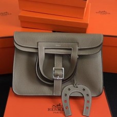 Hermes Halzan Bag In Grey Clemence Leather