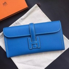 Hermes Jige Elan 29 Clutch Bag In Blue Epsom Leather