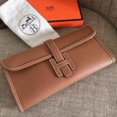 Hermes Jige Elan 29 Clutch Bag In Brown Epsom Leather