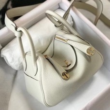 Hermes Mini Lindy Bag In White Clemence Leather