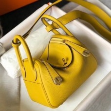 Hermes Mini Lindy Bag In Yellow Clemence Leather