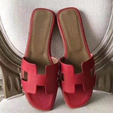 Hermes Oran Sandals In Red Epsom Leather