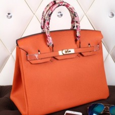 Hermes Orange Clemence Birkin 40cm Handmade Bag