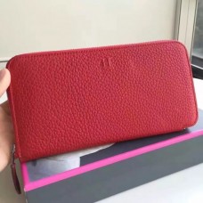 Hermes Red Clemence Azap Zipped Wallet