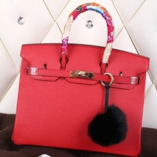 Hermes Red Clemence Birkin 40cm Handmade Bag
