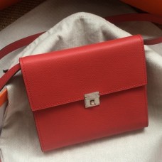 Hermes Red Clic 16 Wallet With Strap