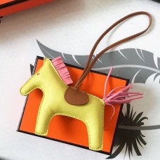 Hermes Rodeo Horse Bag Charm In YellowCamarelPink Leather