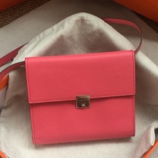 Hermes Rose Lipstick Clic 16 Wallet With Strap