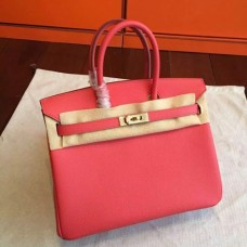 Hermes Rose Red Epsom Birkin 25cm Handmade Bag