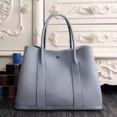 Hermes Small Garden Party 30cm Tote In Lin Blue Leather