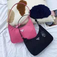 Prada Wholesale Zip Womens Hobo BlackRose Bags Leather Handle