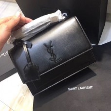 Shop Black Saint Laurent Sunset Mono Crossbody Bag