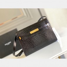 Top Quality Saint Laurent Leather Manhattan Shoulder Bag Golden Black